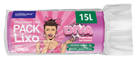 PACK LIXO DIVA 015 LITROS 39X58 ROSA FD 10X60 UN