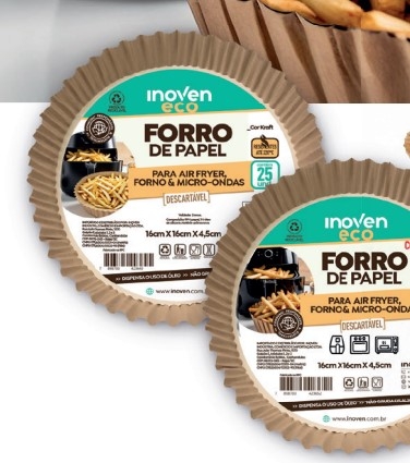 INOVEN - FORRO DE PAPEL KRAFT REDONDO 16X16X4,5CM - PT.25UN