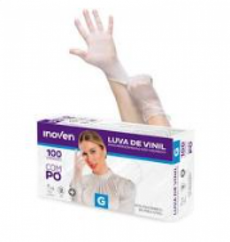 INOVEN -  LUVA PROC ANVISA VINIL COM PO (G) - PT.100UN