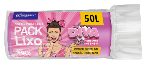 PACK LIXO DIVA 050 LITROS 63X80 ROSA RL 30 UN