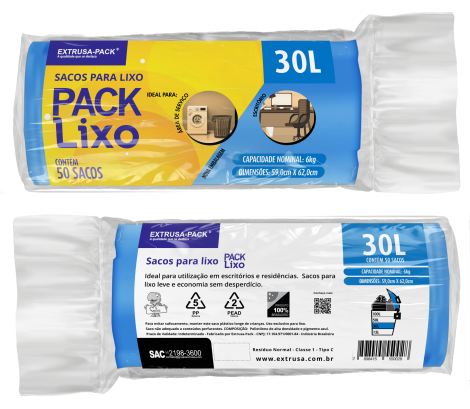 PACK LIXO 030 LITROS AZUL 59X62 RL 50 UN